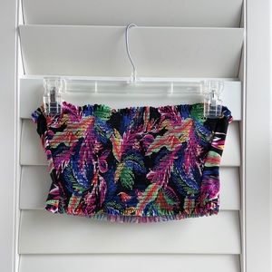 Vibrant tropical patterned bikini top